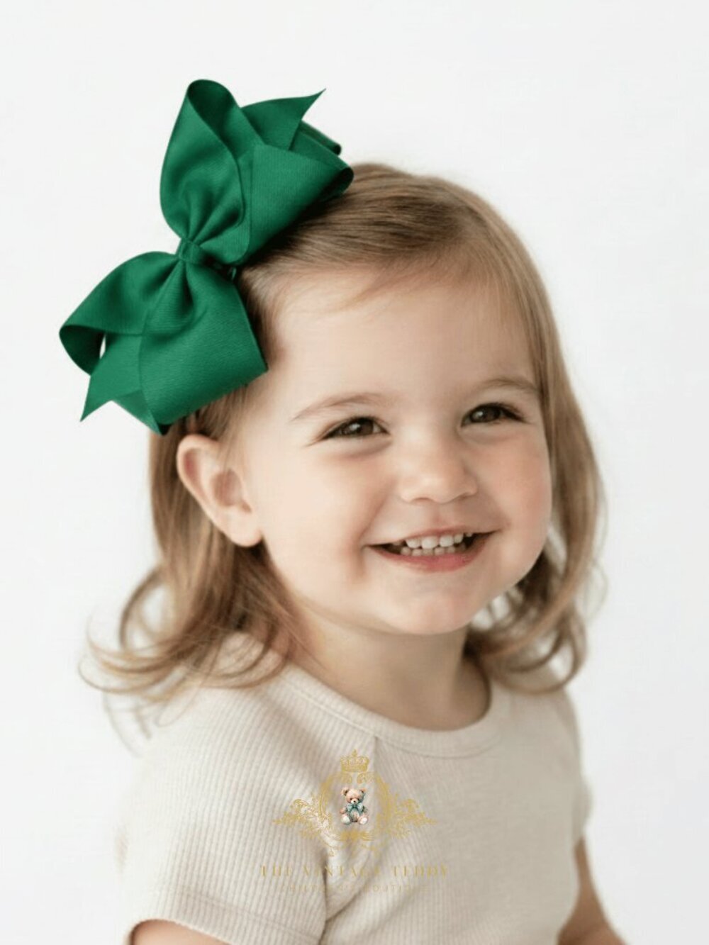 Pretty Girls Hair Bows Grosgrain Ribbon Clips Hair Accessory Hunter Green 6 Inch